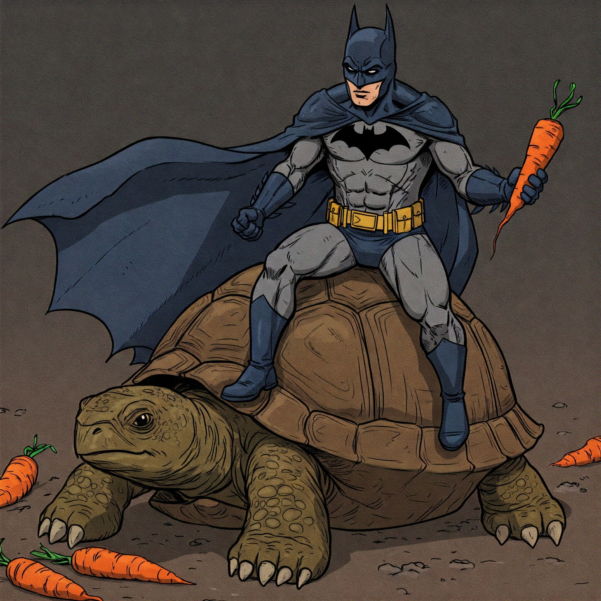 Batman on turtle dark drawing